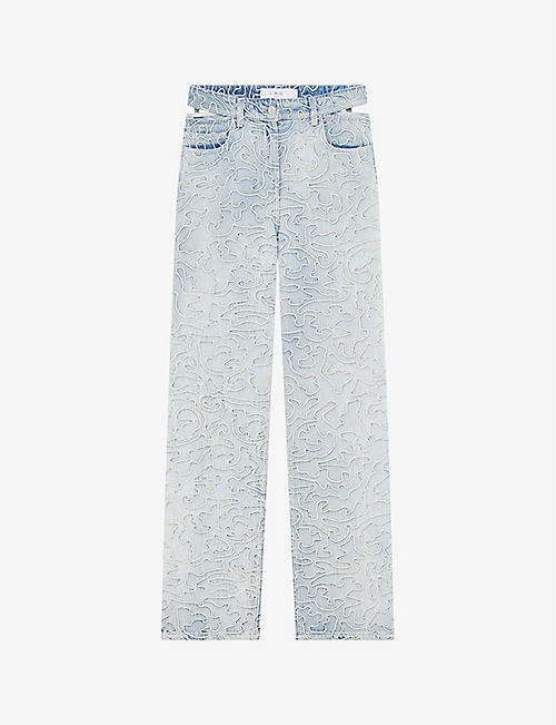 IRO: Lambert cut-out embroidered high-rise denim jeans