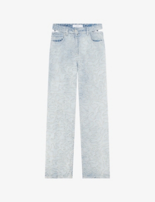 Shop Iro Lambert Cut-out Embroidered High-rise Denim Jeans In Blv09
