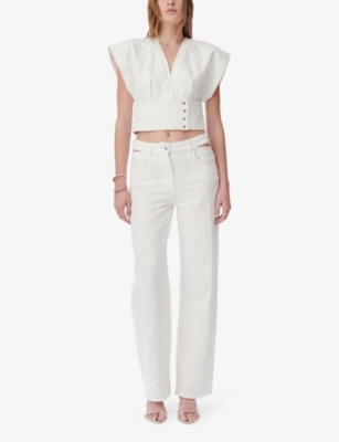 Iro Womens Whi01 Lambert Cut-out Embroidered High-rise Denim Jeans In Whi01