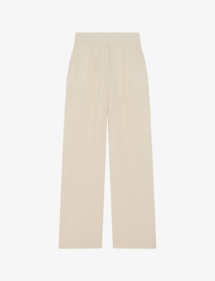Shop Iro Kairi Pleated Wide-leg High-rise Wool-blend Trousers In Ecr01