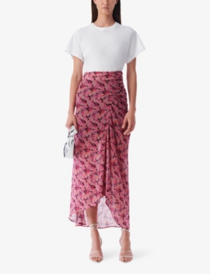 Iro Womens Mul03 Neptune Floral-print High-rise Silk-blend Midi Skirt In Mul03