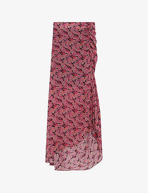 IRO: Neptune floral-print high-rise silk-blend midi skirt