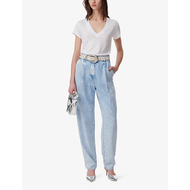 Shop Iro Women's Blu56 Elide Faded-wash Tapered-leg High-rise Jeans