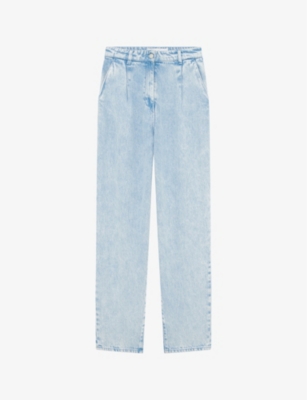 Shop Iro Elide Faded-wash Tapered-leg High-rise Jeans In Blu56