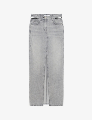 Iro Womens Gry29 Finji Cut-out High-rise Denim Maxi Skirt In Gry29