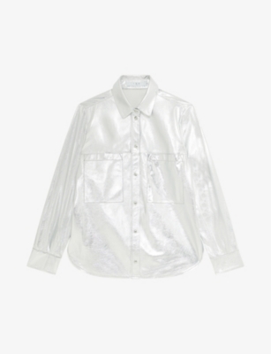 Shop Iro Women's Sil01 Nazil Relaxed-fit Metallic Leather Overshirt