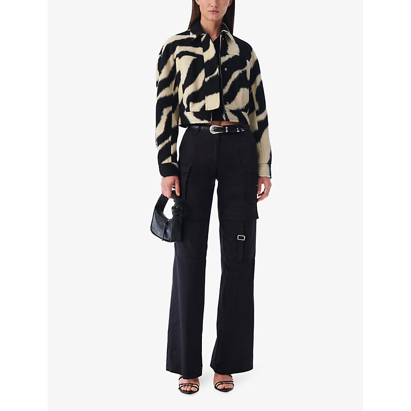Shop Iro Women's Bla04 Eraki Zebra-print Cropped Wool-blend Jacket