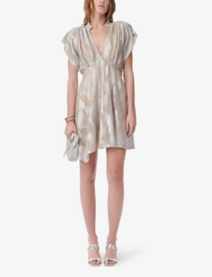 Shop Iro Women's Sil01 Brandi V-neck Metallic Woven Mini Dress