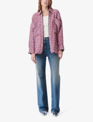 Shop Iro Women's Pin44 Mizuki Spread-collar Relaxed-fit Tweed Jacket