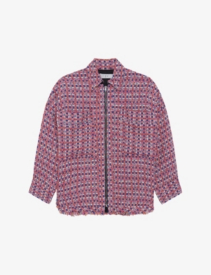 Shop Iro Women's Pin44 Mizuki Spread-collar Relaxed-fit Tweed Jacket