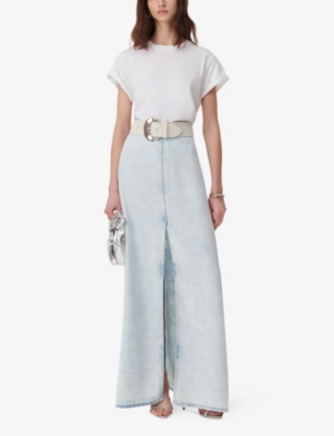Iro Womens Blu56 Carolia Split-front Mid-rise Denim Maxi Skirt In Blu56