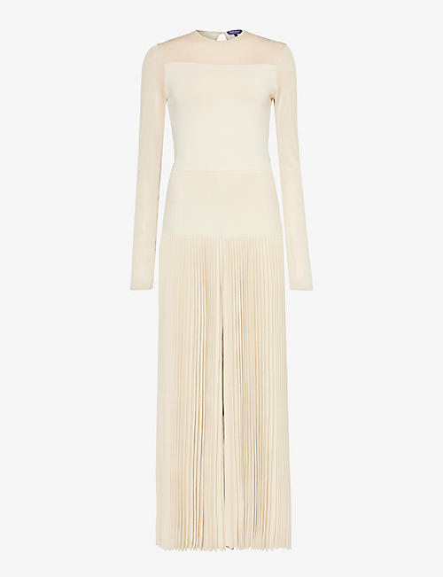 RALPH LAUREN: Panelled pleated slim-fit knitted jumpsuit