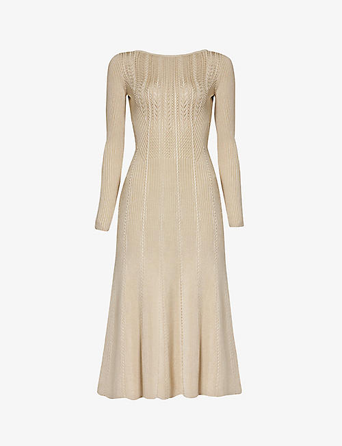 RALPH LAUREN: Day fit-and-flare stretch silk-bend midi dress