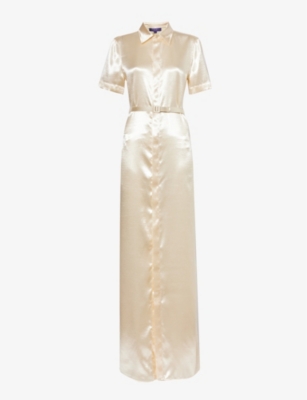 RALPH LAUREN - Symon collar regular-fit satin gown | Selfridges.com