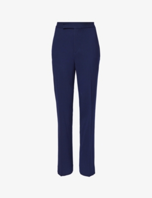 RALPH LAUREN RALPH LAUREN WOMEN'S LUX NAVY SETH STRAIGHT-LEG MID-RISE STRETCH-WOOL TROUSERS