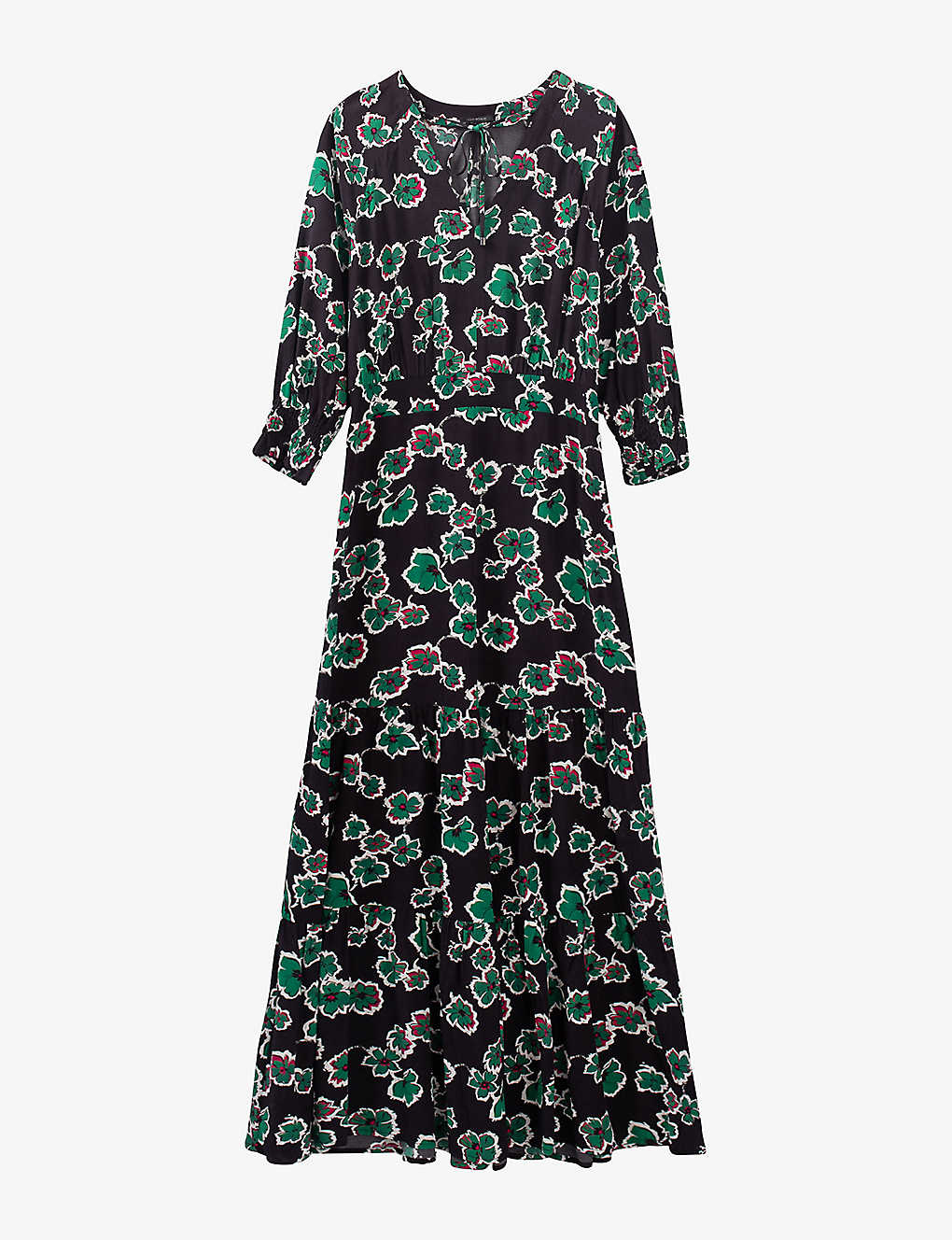 Ikks Womens Black Floral-print Cut-out Woven Maxi Dress