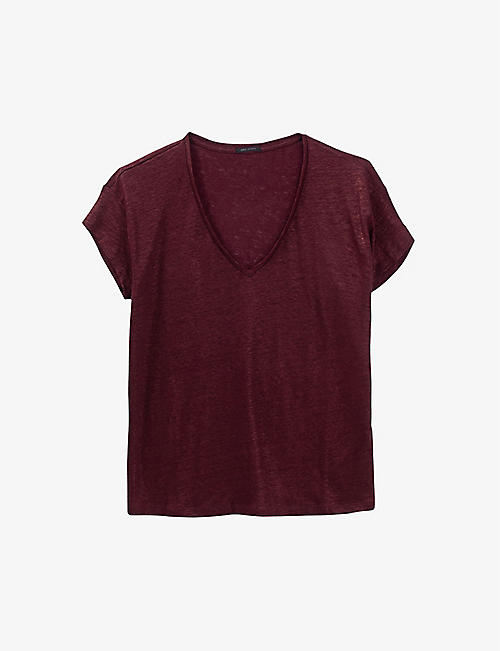 IKKS: V-neck short-sleeves linen T-shirt