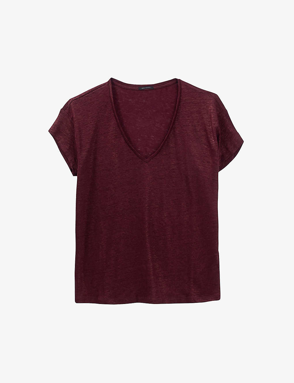 Ikks Womens Purple V-neck Short-sleeves Linen T-shirt