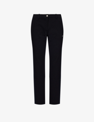 IKKS: Belt-loop metal-plaque tapered-leg mid-rise stretch-woven trousers