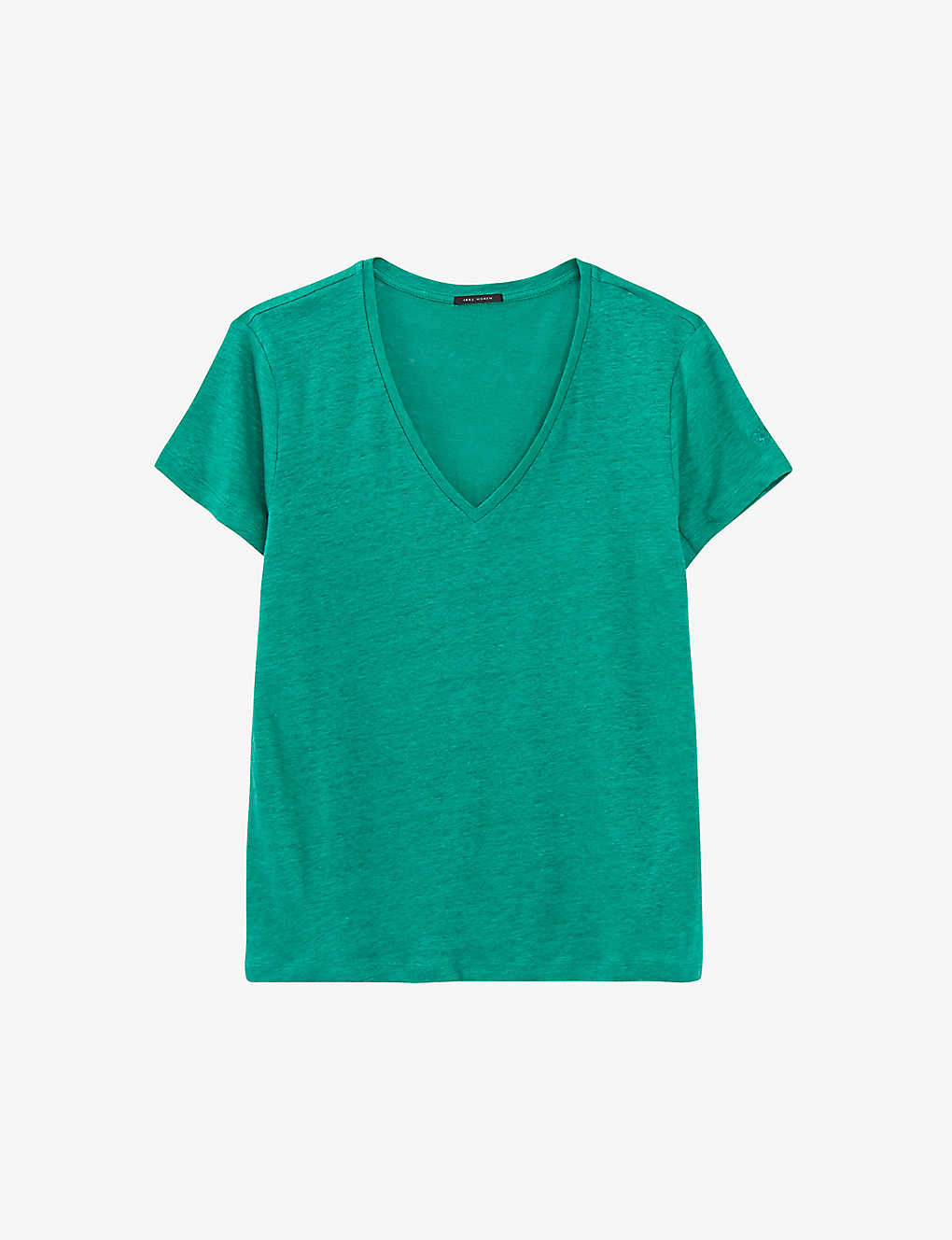 Ikks Womens Green V-neckline Short-sleeve Linen T-shirt
