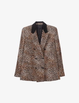 IKKS: Cognac leopard-print woven blazer