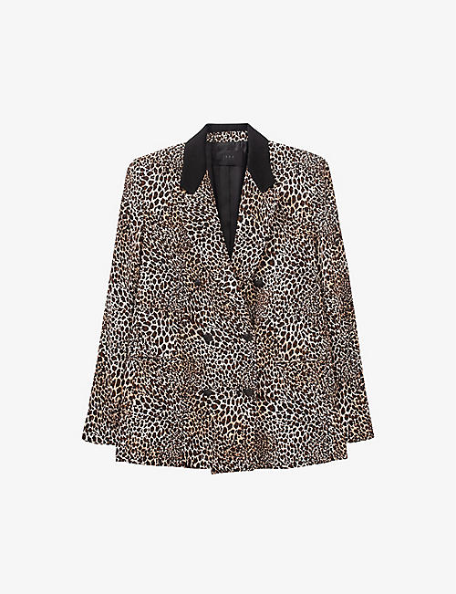 IKKS: Cognac leopard-print woven blazer