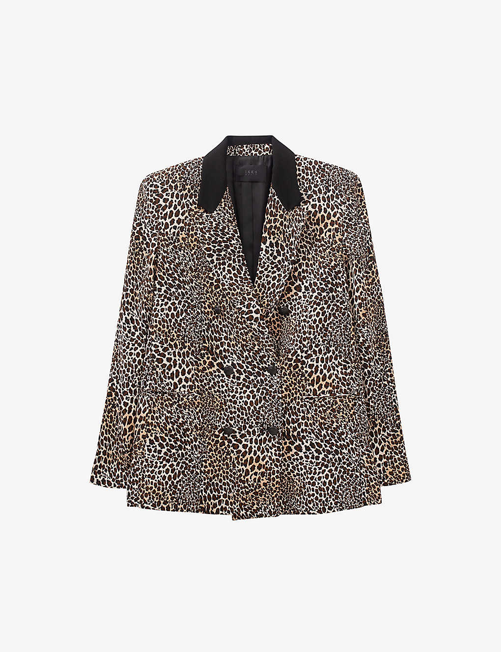 Ikks Womens Brown Cognac Leopard-print Woven Blazer