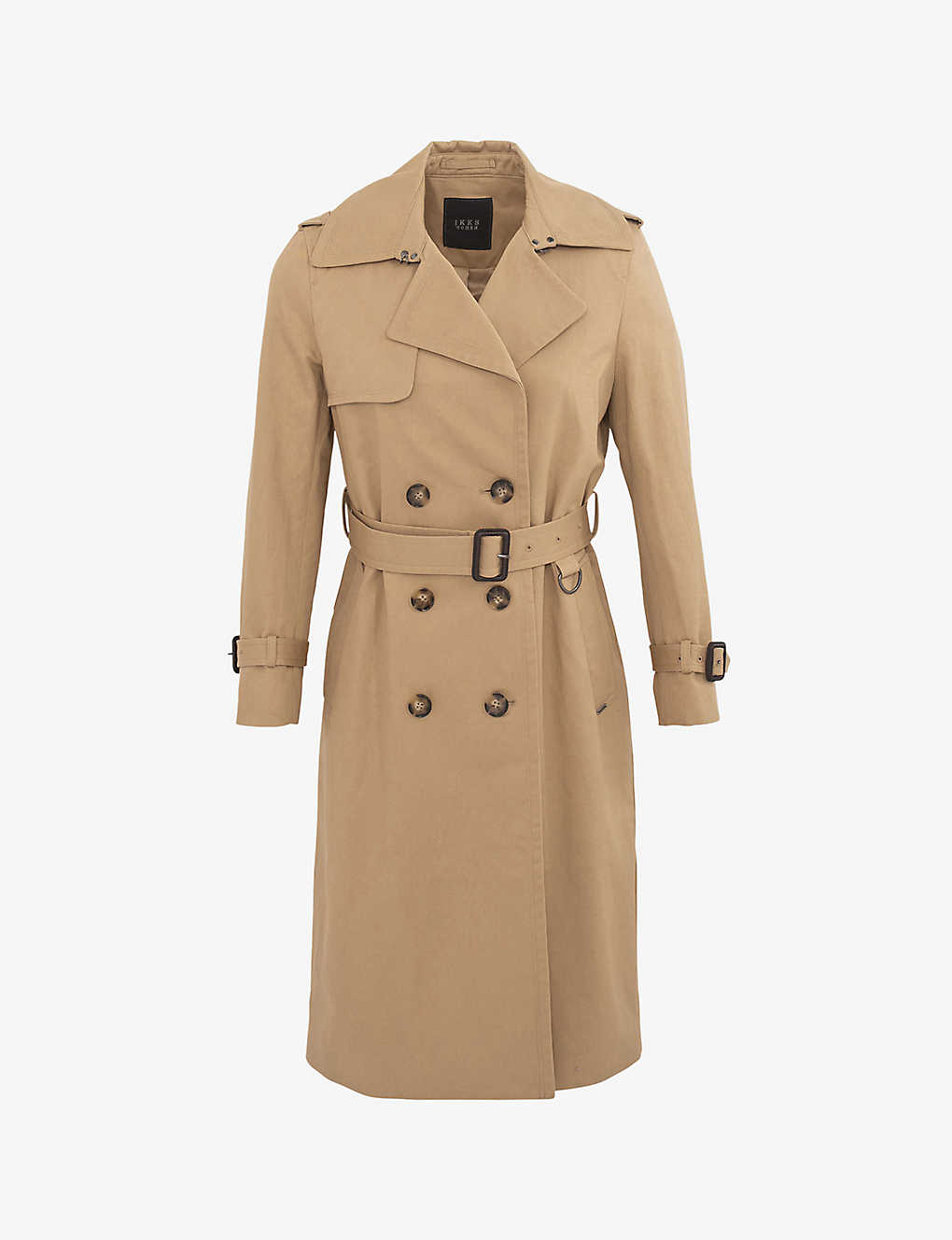 Ikks Womens Beige Double-breasted Belted Cotton Trench Coat In Nude (lingerie)