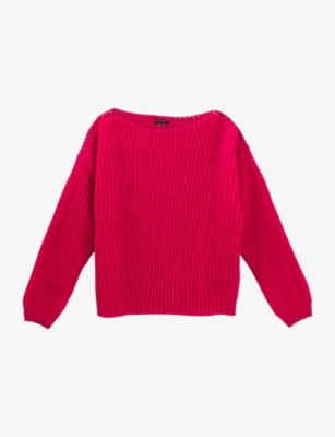 IKKS: Metallic-trim boat-neck knitted jumper