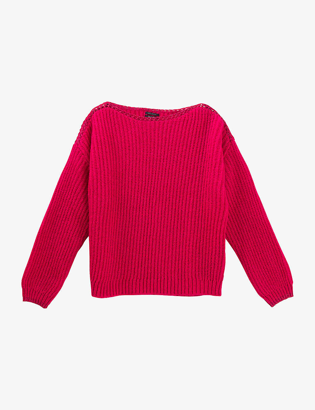 Ikks Womens Pink Metallic-trim Boat-neck Knitted Jumper