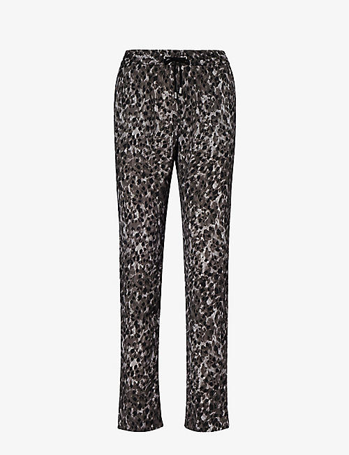 IKKS: Leopard-print straight-leg high-rise woven trousers