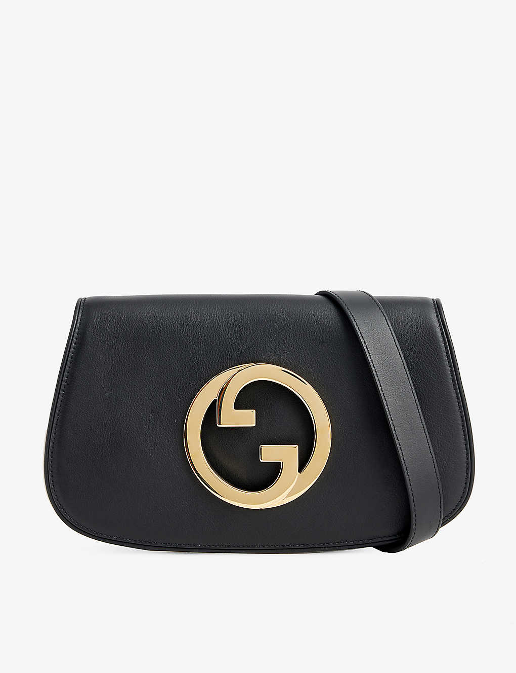 Shop Gucci Blondie Grained-leather Shoulder Bag In Black