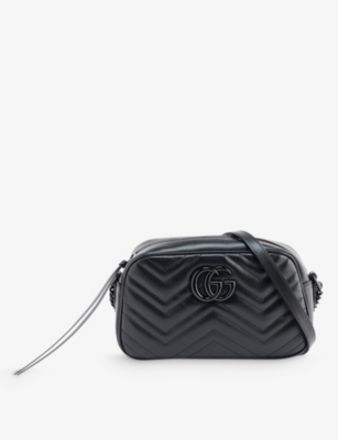 Gucci Marmont Leather Cross-body Bag In Nero/nero