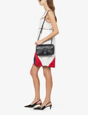 Gucci Womens Nero/nero Marmont Small Leather Cross-body Bag In Nero/nero