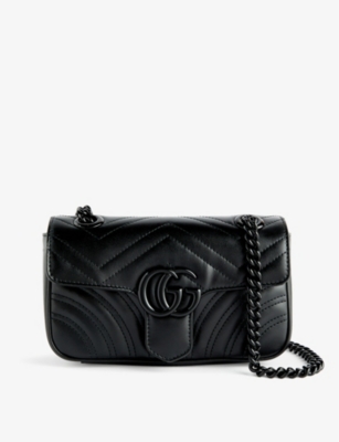 Gucci Gg Marmont Small Brand-plaque Leather Cross-body Bag In Nero/nero