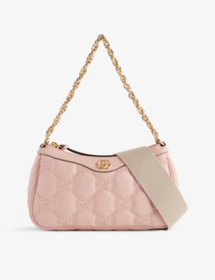 Shop Gucci Matelassé Leather Shoulder Bag In Perfect Pink/natural