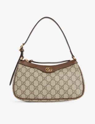 Gucci Ophidia Tess Canvas Shoulder Bag In Be.ebony/n.acero