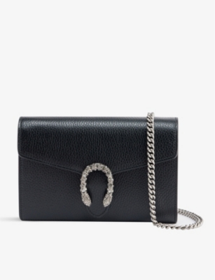 GUCCI Dionysus mini grained leather wallet on chain Selfridges