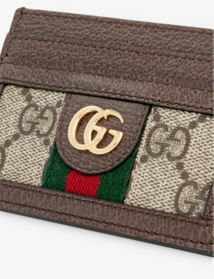 Shop Gucci B.eb/n.acero/vrv Ophdia Canvas Card Holder