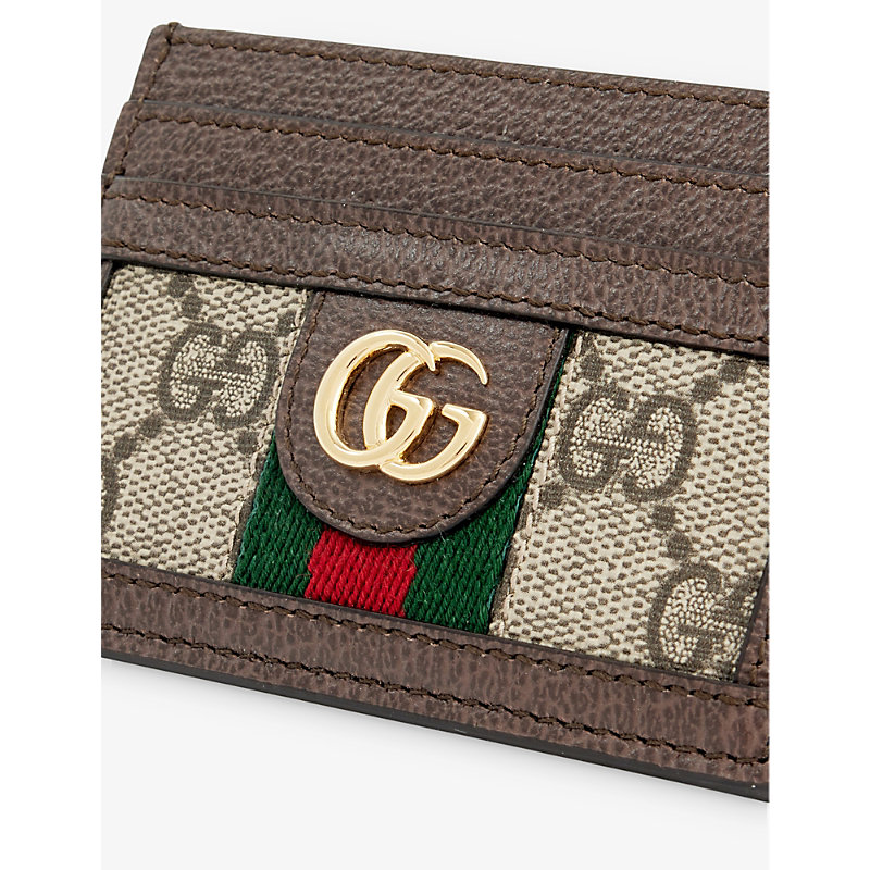 Shop Gucci B.eb/n.acero/vrv Ophdia Canvas Card Holder