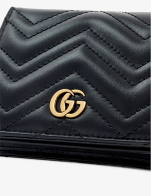 Gucci Gg Marmont Matelassé Leather Wallet In Nero/nero