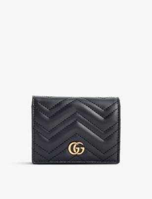 GG Marmont card case in black leather