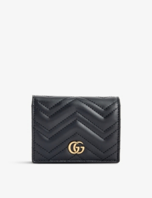 Gucci Gg Marmont Leather Wallet In Nero/nero
