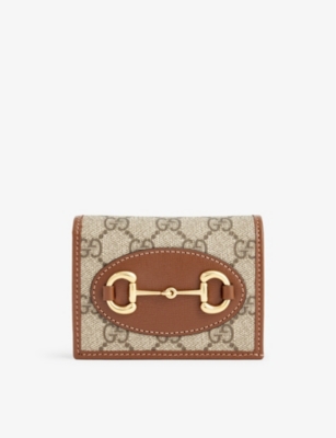 Gucci 1955 Horsebit Canvas Wallet In B.eb/brown Sugar