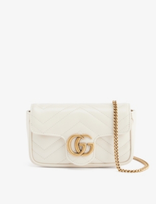 Gucci Marmont Mini Leather Cross-body Bag In Mystic White/m.white