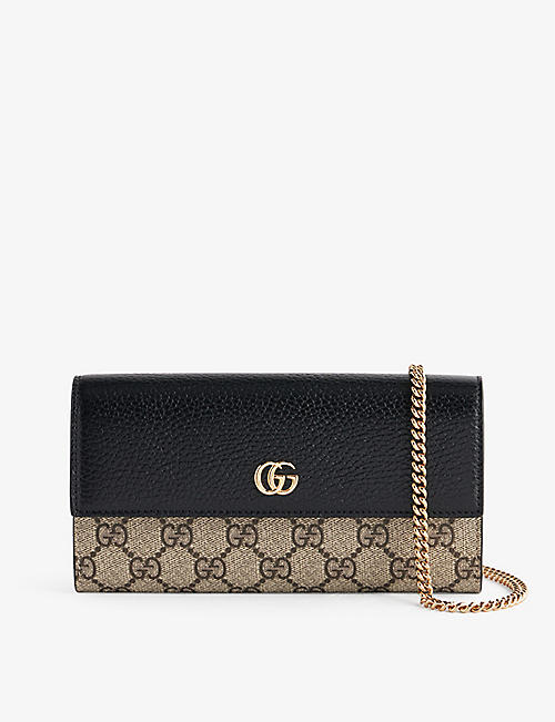 GUCCI: Marmont canvas and leather wallet-on-chain
