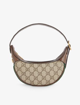 Gucci Half Moon Canvas Shoulder Bag Khaki Green