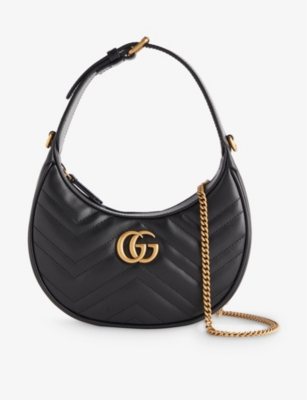 GUCCI Half Moon Marmont mini leather shoulder bag Selfridges