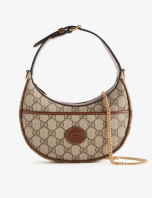 GUCCI HALF MOON GG SUPREME MINI CANVAS SHOULDER BAG