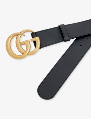 Gucci Womens Nero Logo-buckle Wide Leather Belt In Black